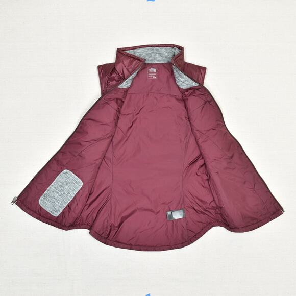 The North Face Women's Pseudio Vest Full Zip Polyester Gray Red Size M Insulated - Picture 2 of 8
